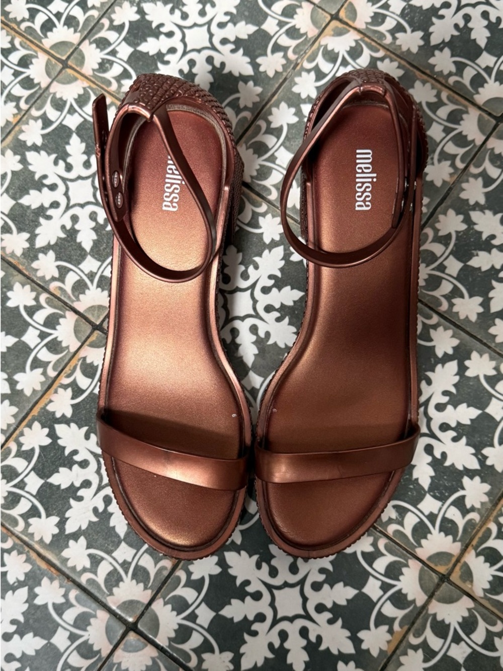 MELISSA Women's Brown/Copper Block Heel Sandals - Picture 2 of 5